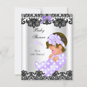 Little Princess Baby shower Girl Paars White 2 Kaart