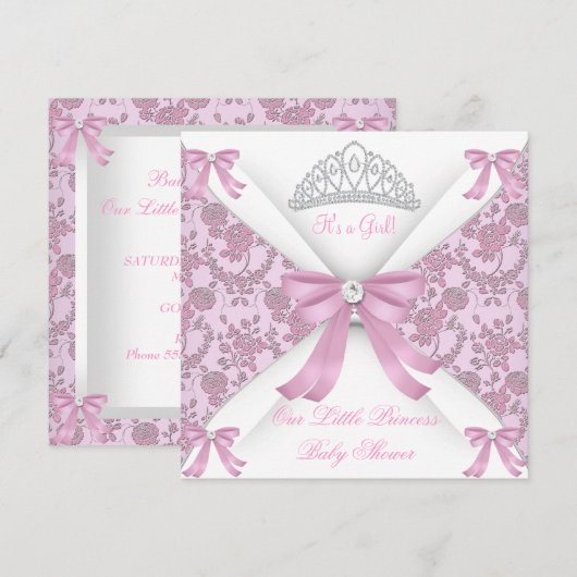 Little Princess Baby shower Girl Pink 2 Kaart (Voorkant / Achterkant)