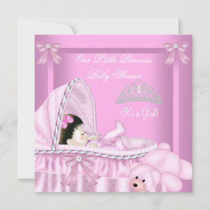 Little Princess Baby shower Girl Pink Bassinette Kaart