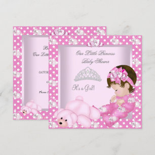 Little Princess Baby shower Girl Pink Bunnies Kaart