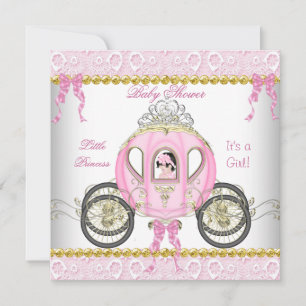 Little Princess Baby shower Girl Pink Carriage 2 Kaart