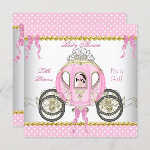 Little Princess Baby shower Girl Pink Carriage Kaart