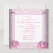 Little Princess Baby shower Girl Pink Damask Kaart (Achterkant)