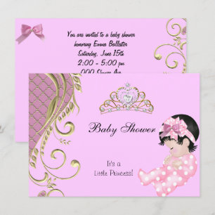 Little Princess Baby shower Girl Pink White Gold 3 Kaart