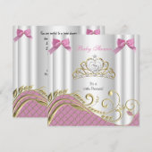 Little Princess Baby shower Girl Pink White Gold 3 Kaart (Voorkant / Achterkant)