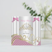 Little Princess Baby shower Girl Pink White Gold 3 Kaart (Staand voorkant)