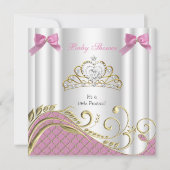 Little Princess Baby shower Girl Pink White Gold 3 Kaart (Voorkant)