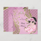 Little Princess Baby shower Girl Pink White Gold Kaart (Voorkant / Achterkant)