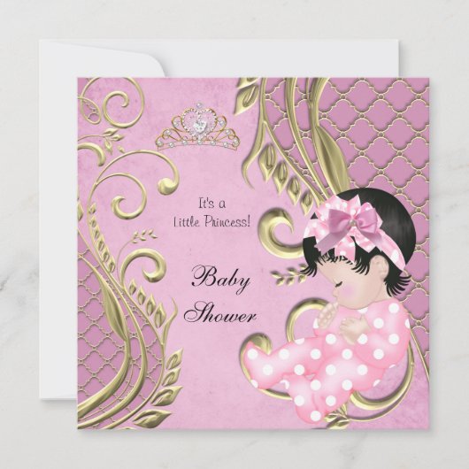 Little Princess Baby shower Girl Pink White Gold Kaart (Voorkant)