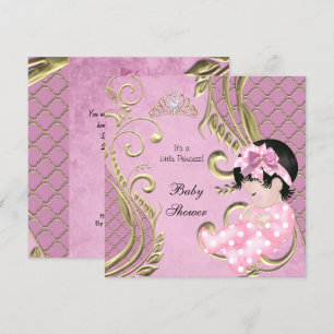 Little Princess Baby shower Girl Pink White Gold Kaart