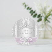 Little Princess Baby shower Girl Pink White Pearl Kaart (Staand voorkant)