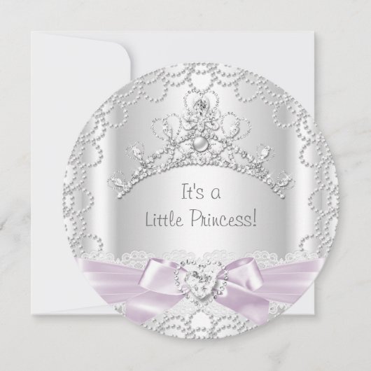 Little Princess Baby shower Girl Pink White Pearl Kaart (Voorkant)