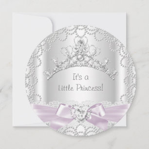 Little Princess Baby shower Girl Pink White Pearl Kaart