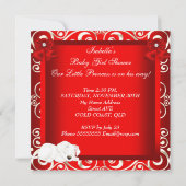 Little Princess Baby shower Girl Red Damask Kaart (Achterkant)