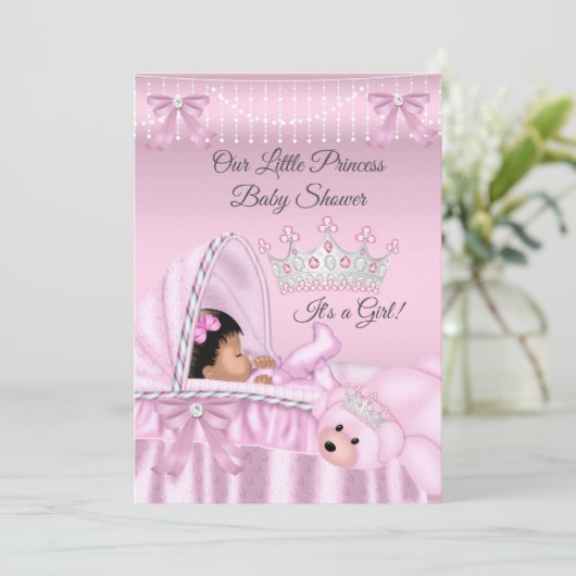 Little Princess Baby shower Girl roze etnische afk Kaart (Staand voorkant)