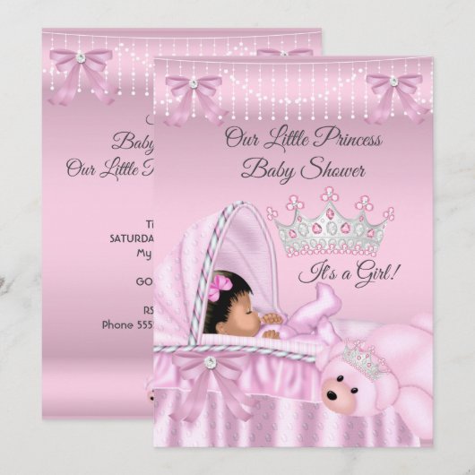 Little Princess Baby shower Girl roze etnische afk Kaart (Voorkant / Achterkant)