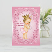 Little Princess Baby shower Gold Crown Pink Lijst Kaart (Staand voorkant)