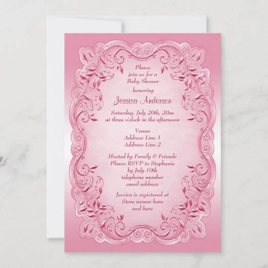 Little Princess Baby shower Gold Crown Pink Lijst Kaart (Achterkant)