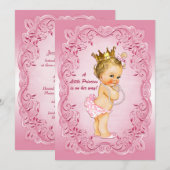 Little Princess Baby shower Gold Crown Pink Lijst Kaart (Voorkant / Achterkant)