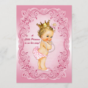 Little Princess Baby shower Gold Crown Pink Lijst Kaart