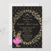 Little Princess Baby shower Invitation, Black Kaart (Voorkant)