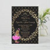 Little Princess Baby shower Invitation, Black Kaart (Staand voorkant)
