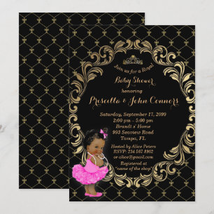 Little Princess Baby shower Invitation, Black Kaart