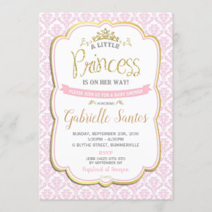 Little Princess Baby shower Invitation Girl Roze Kaart
