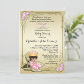 Little Princess Baby shower Invitation, goud Kaart (Staand voorkant)