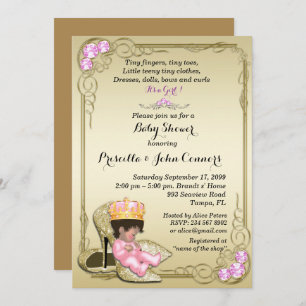 Little Princess Baby shower Invitation, goud Kaart