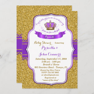 Little Princess Baby shower Invitation, goud, paar Kaart
