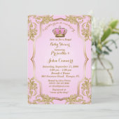 Little Princess Baby shower Invitation, goud, roze Kaart (Staand voorkant)