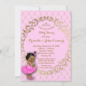 Little Princess Baby shower Invitation, goud, roze Kaart (Voorkant)