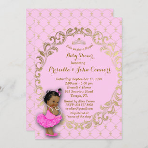 Little Princess Baby shower Invitation, goud, roze Kaart