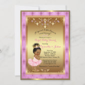 Little Princess Baby shower Invitation, Roze, Goud Kaart (Voorkant)