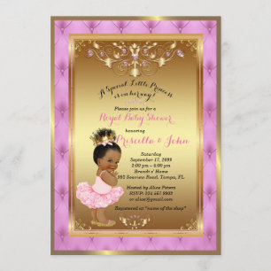 Little Princess Baby shower Invitation, roze, goud Kaart