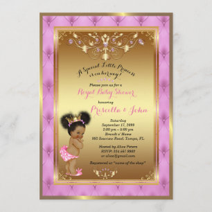 Little Princess Baby shower Invitation, roze, goud Kaart