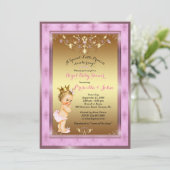 Little Princess Baby shower Invitation, roze, goud Kaart (Staand voorkant)