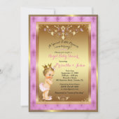 Little Princess Baby shower Invitation, roze, goud Kaart (Voorkant)