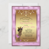Little Princess Baby shower Invitation, Roze, Goud Kaart (Voorkant)