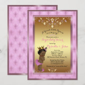 Little Princess Baby shower Invitation, Roze, Goud Kaart (Voorkant / Achterkant)