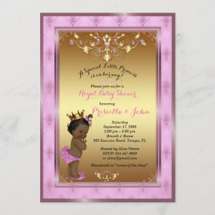 Little Princess Baby shower Invitation, roze, goud Kaart