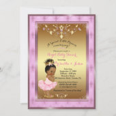 Little Princess Baby shower Invitation, roze, goud Kaart (Voorkant)