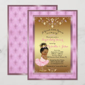Little Princess Baby shower Invitation, roze, goud Kaart (Voorkant / Achterkant)