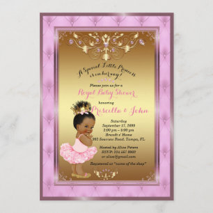 Little Princess Baby shower Invitation, roze, goud Kaart