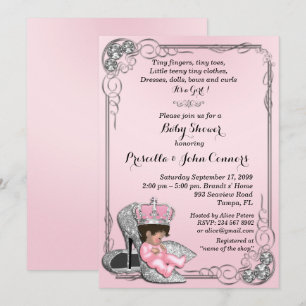 Little Princess Baby shower Invitation, roze Kaart