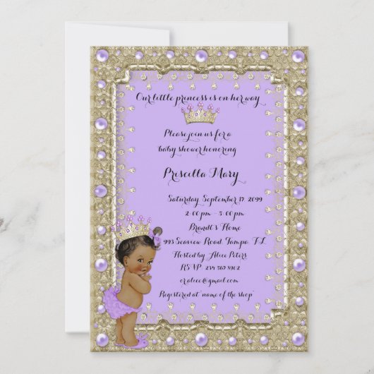 Little Princess Baby shower Invitation, trendy, ch Kaart (Voorkant)