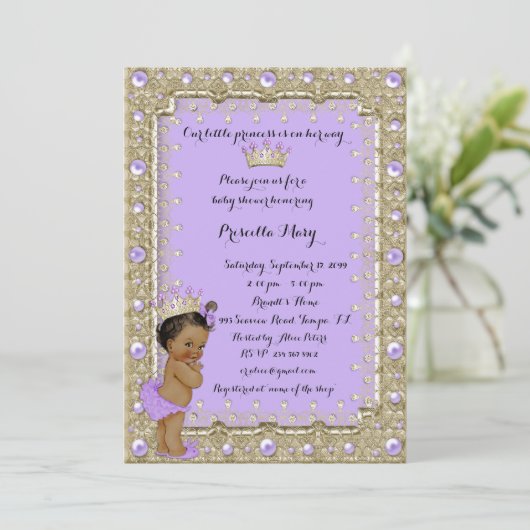 Little Princess Baby shower Invitation, trendy, ch Kaart (Staand voorkant)
