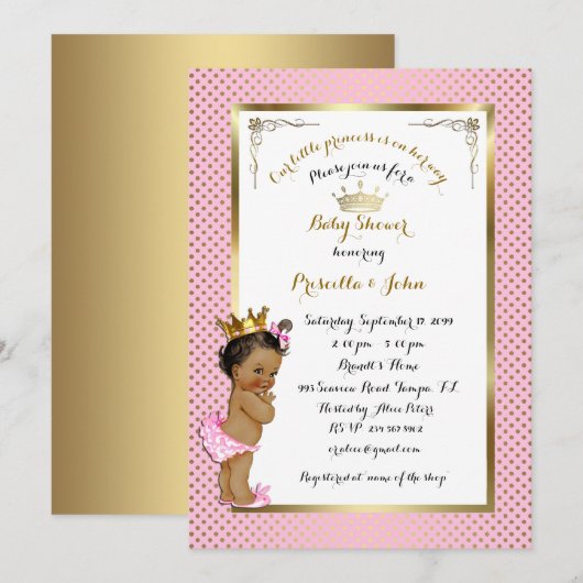 Little Princess Baby shower Invitation,trendy,chic Kaart (Voorkant / Achterkant)