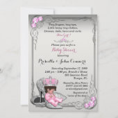 Little Princess Baby shower Invitation, zilver Kaart (Voorkant)
